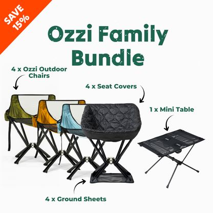 Ozzi Family Bundle — 4 Chairs, Covers, Ground Sheets & Table