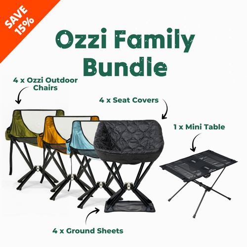 Ozzi Family Bundle — 4 Chairs, Covers, Ground Sheets & Table