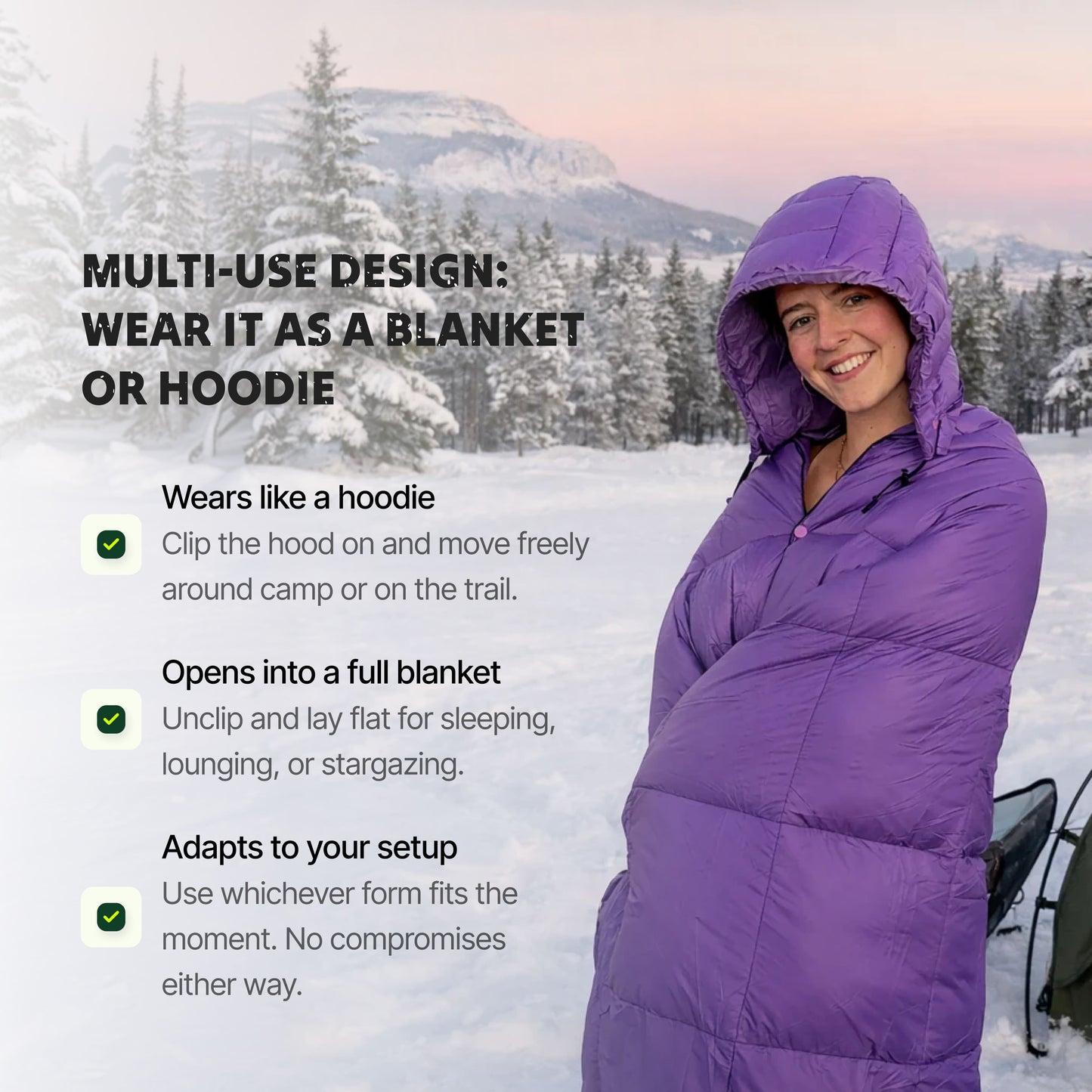 Ozzi Gear Puffy Hooded Blanket — Water-Resistant 2-in-1 Wearable Blanket