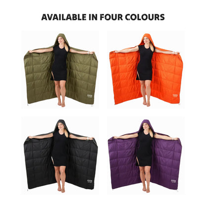 Ozzi Gear Puffy Hooded Blanket — Water-Resistant 2-in-1 Wearable Blanket