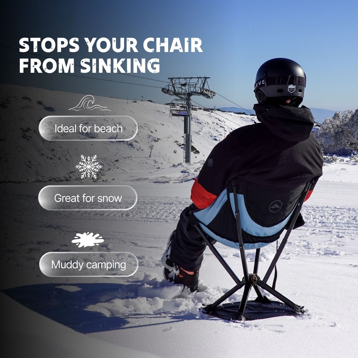 Ozzi Gear Chair Ground Sheet — Anti-Sink Sand & Mud Mat